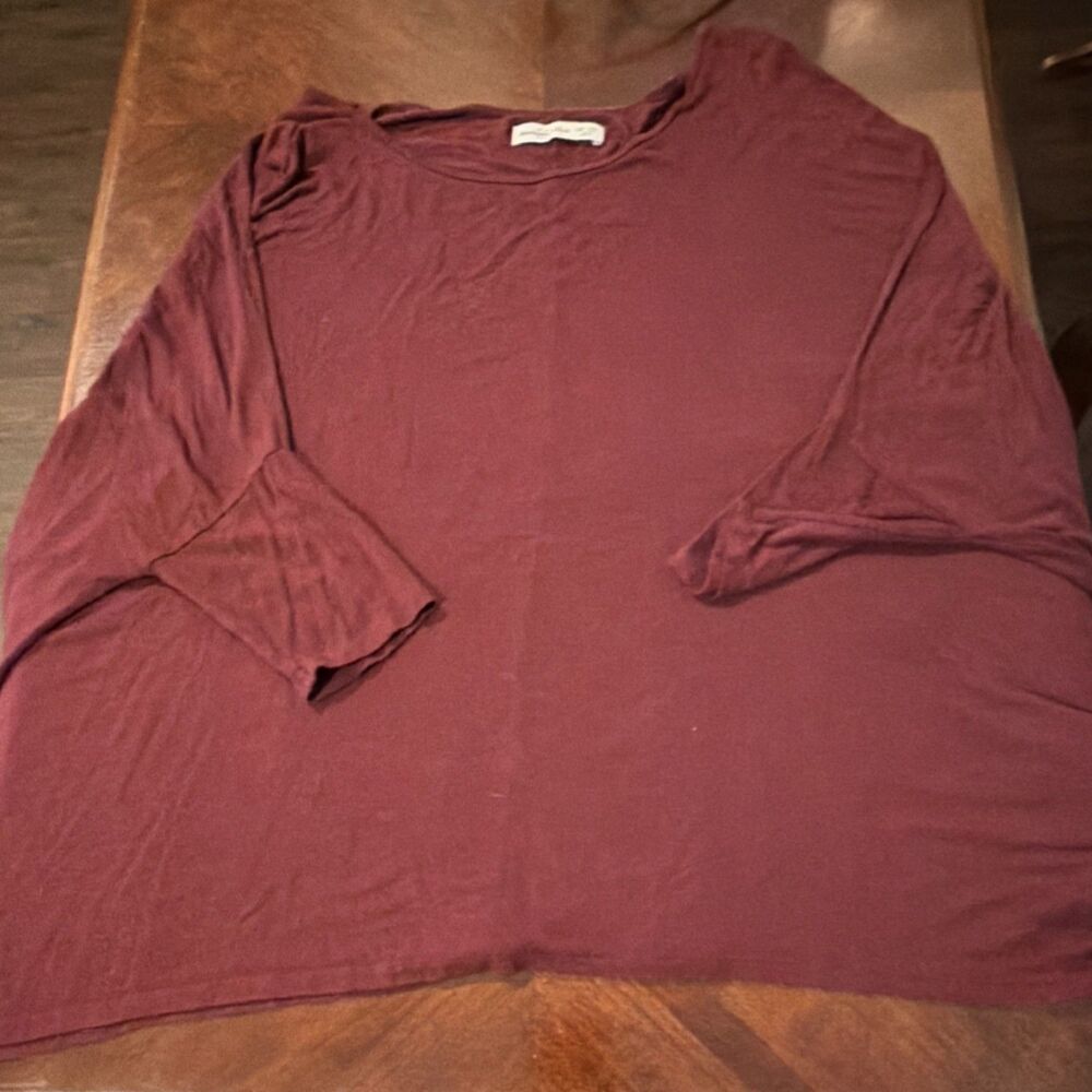 Abercrombie & Fitch Women's Burgundy Modal Knit Solid Round Neck Top One Size